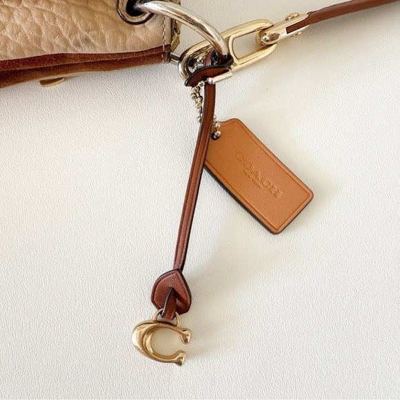 Coach Dreamer Bag Leather Shoulder Suede Casual Chic Colorblock Elegant Tan - Picture 5 of 16